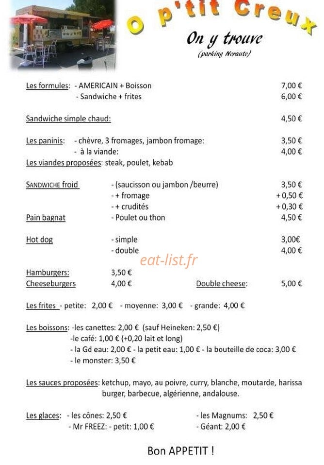O P'tit Creux — carte page 1