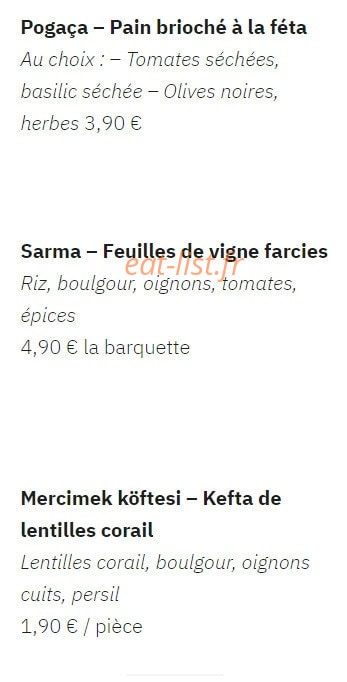 Ô Saveurs du Bosphore — carte page 2