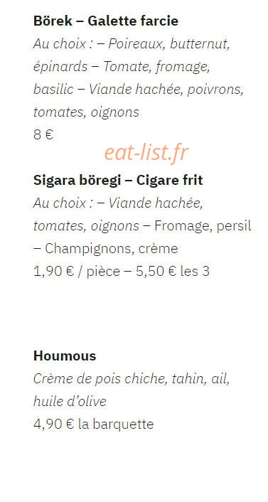 Ô Saveurs du Bosphore — carte page 1