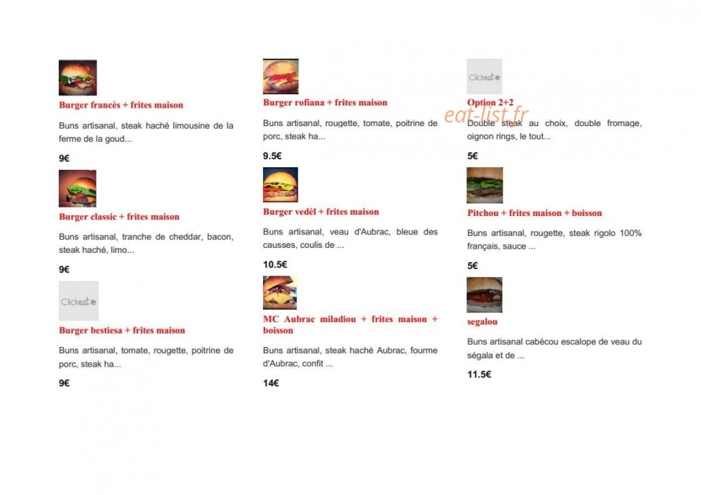 Occitania food — carte page 1