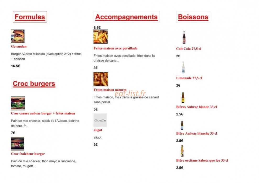 Occitania food — carte page 2