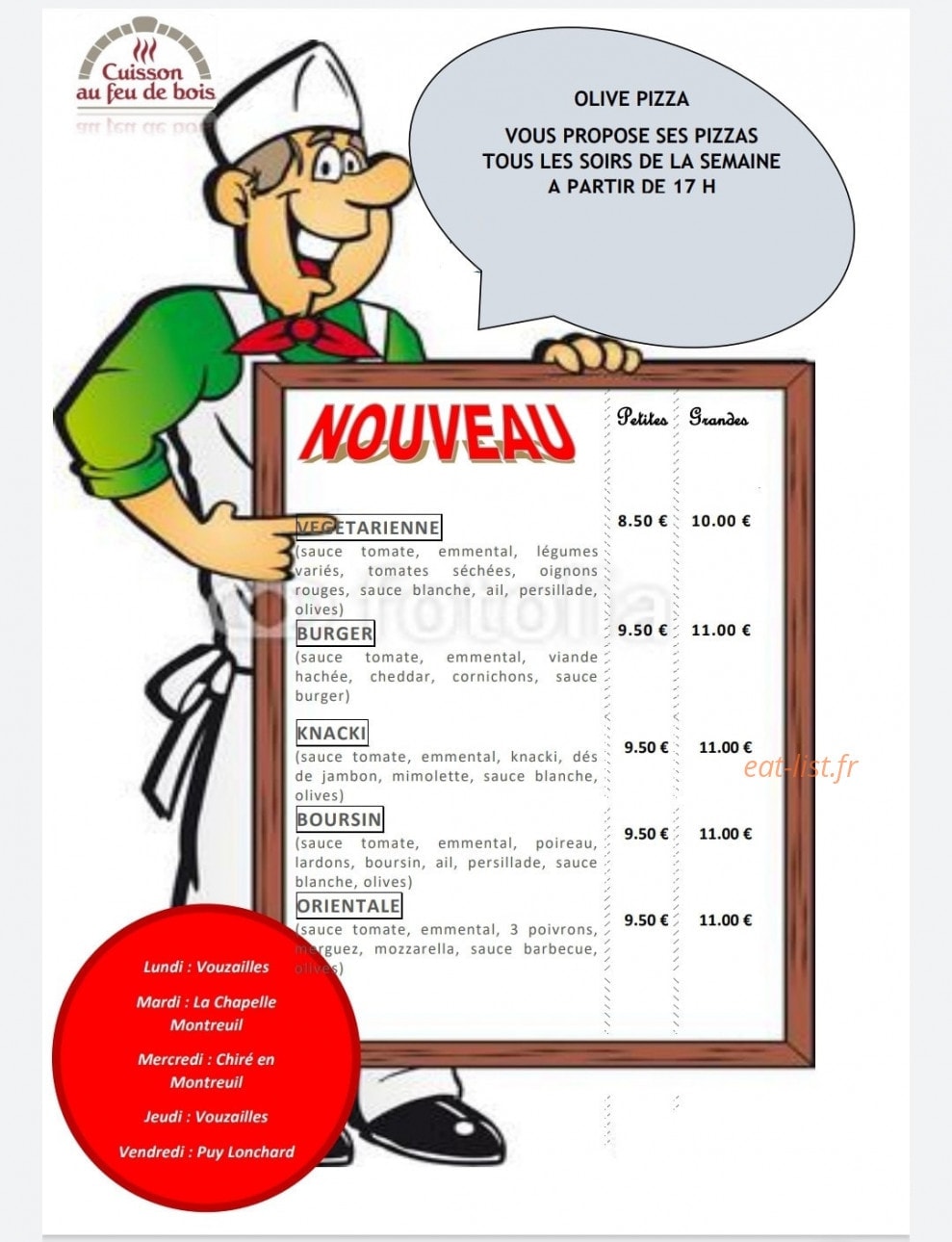 Olive Pizza — carte page 1