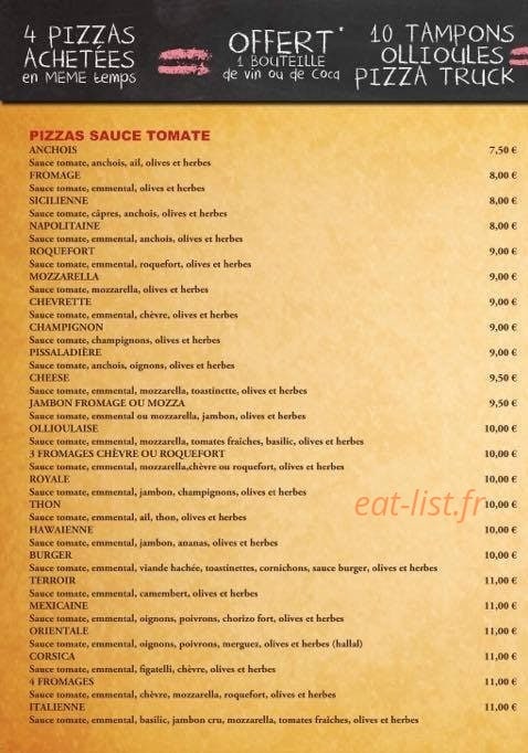 Ollioules pizza — carte page 2