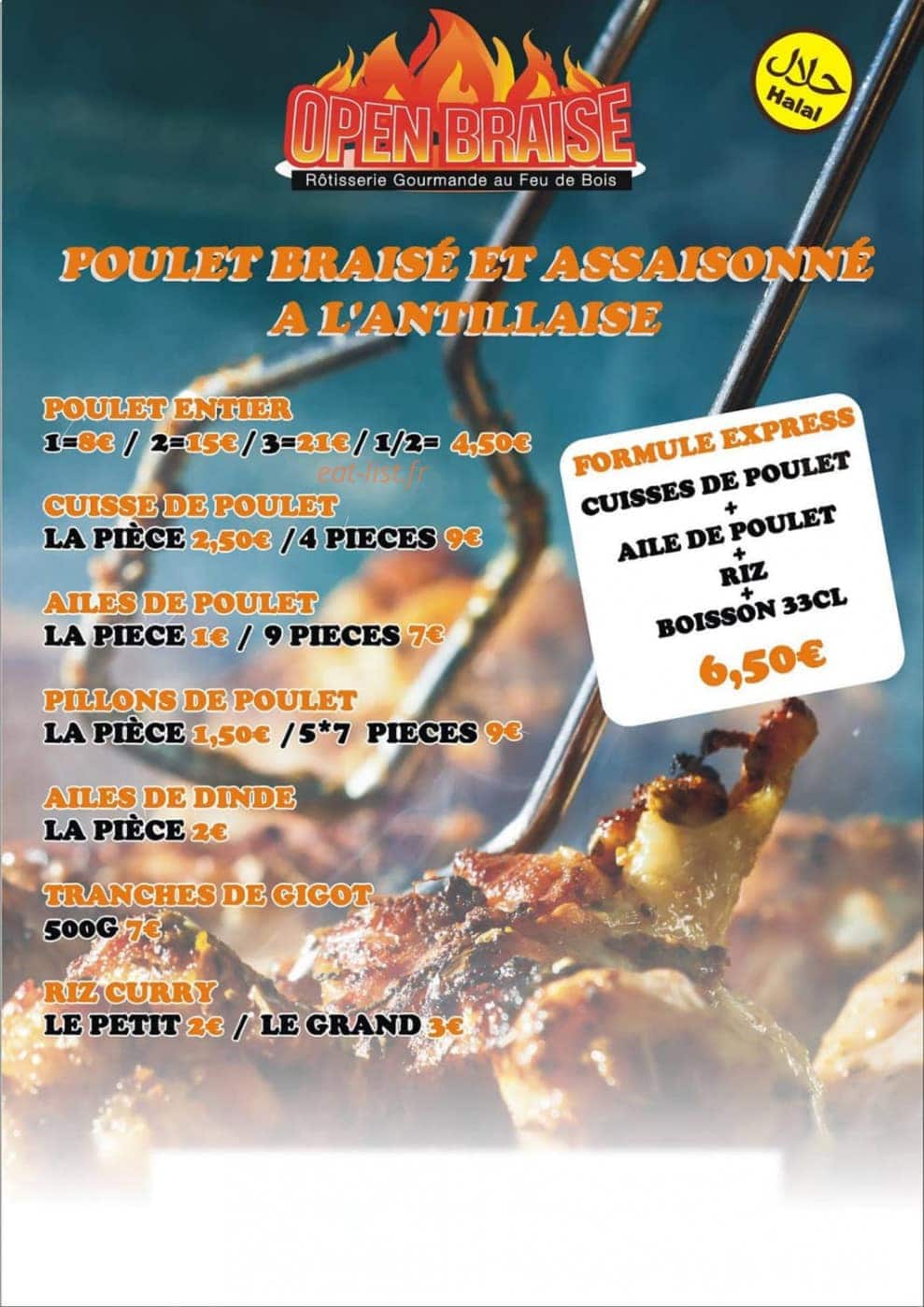 Open Braise — carte page 1