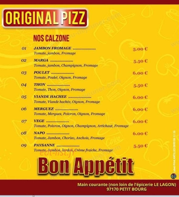 Original Pizz — carte page 3
