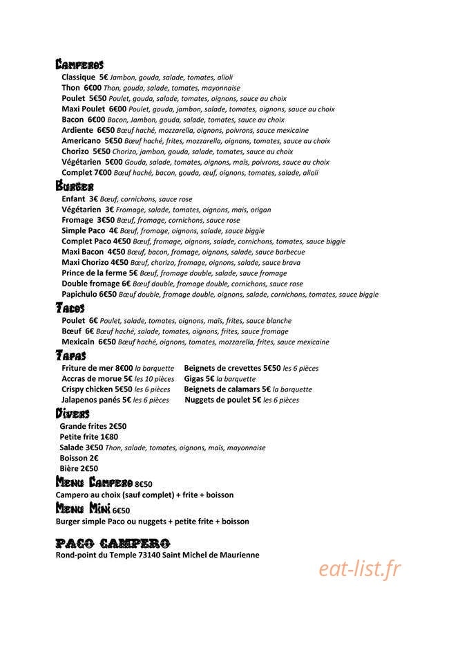 Paco Campero — carte page 1