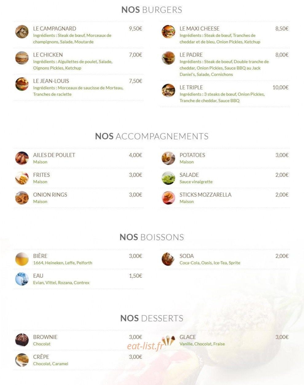 Padre burger — carte page 1