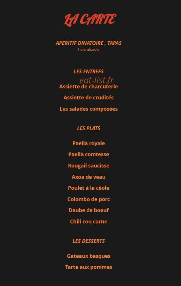 Paella d Oihana — carte page 1