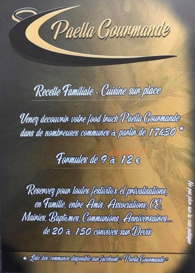Paella Gourmande — carte page 1