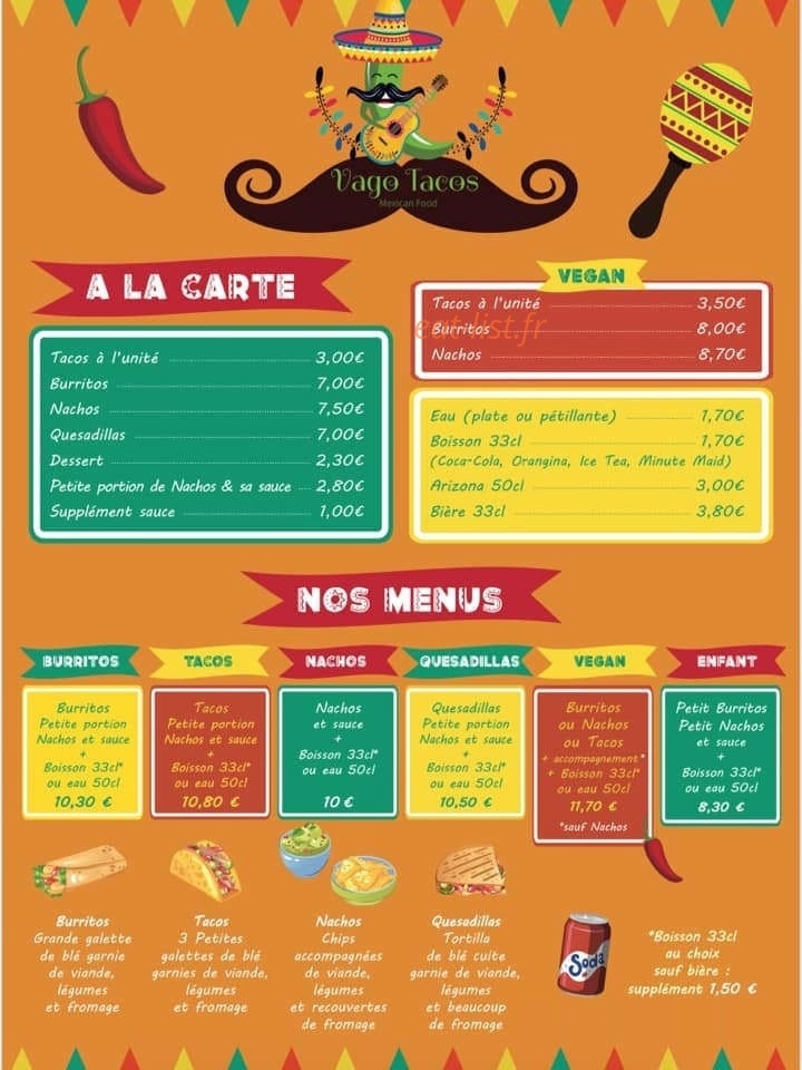 Carte et menu de Paëlla Royal Express à Casteljaloux — Tacos, burritos, nachois,...