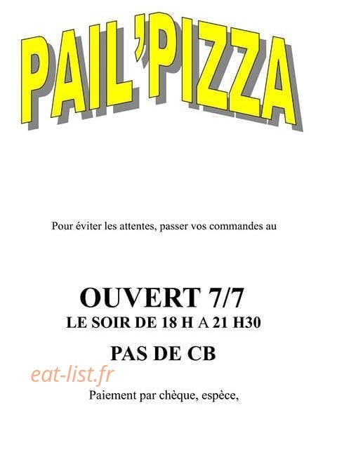 Pail'pizza — carte page 1