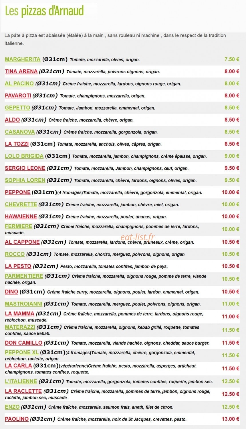 Paolino pizza — carte page 1