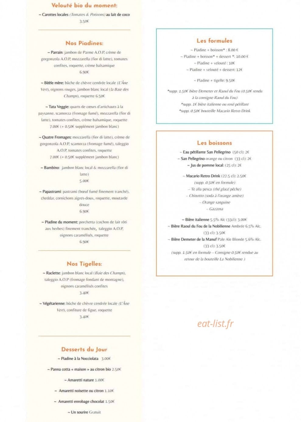 Papa Piadine — carte page 1