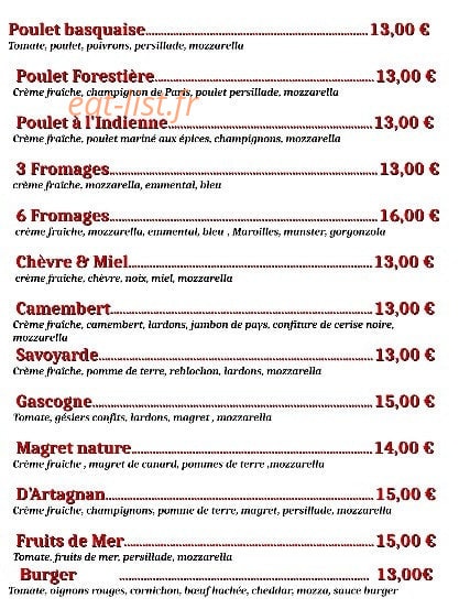 Papa Pizza — carte page 2