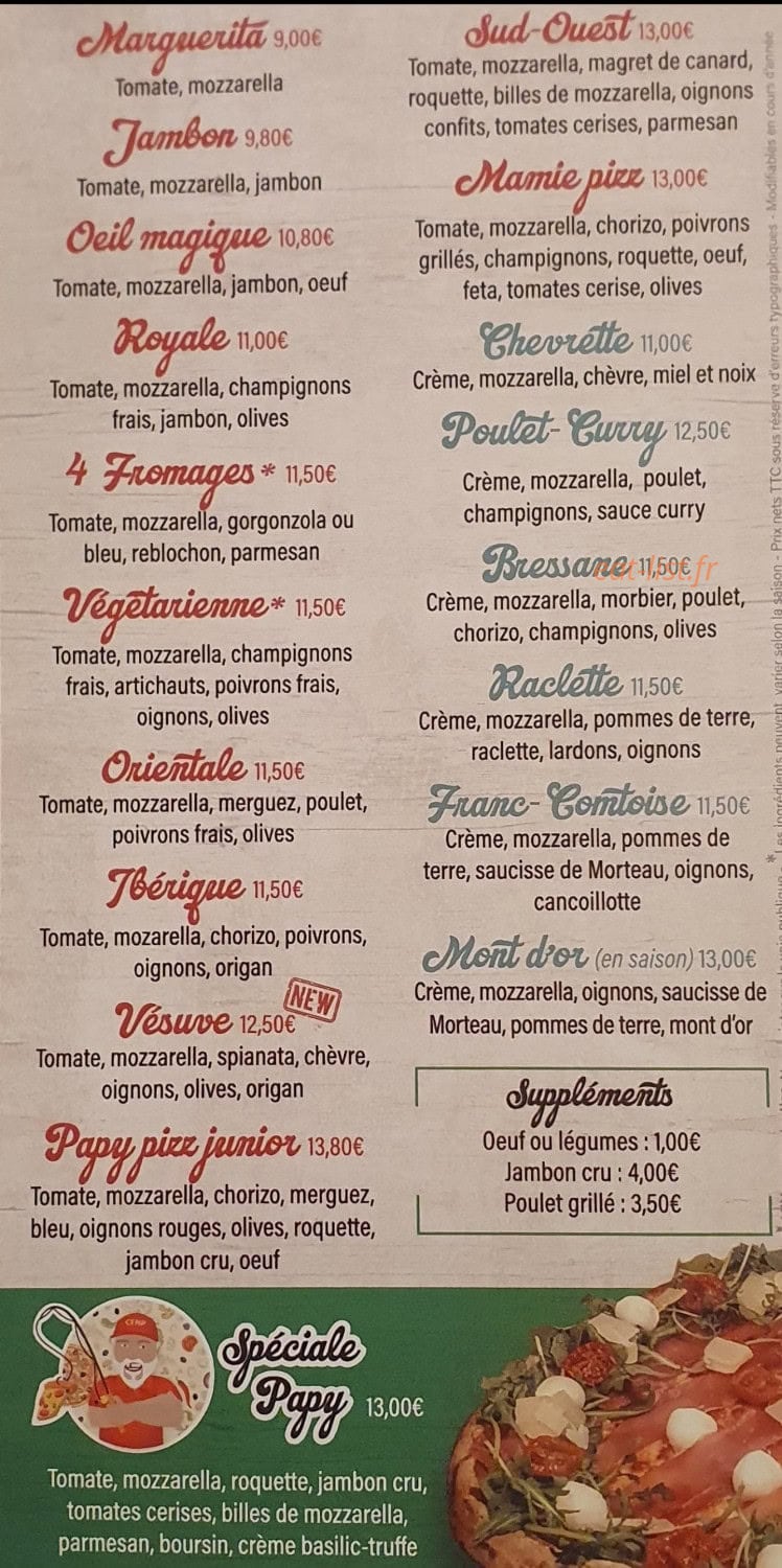 Papy pizz’ — carte page 2