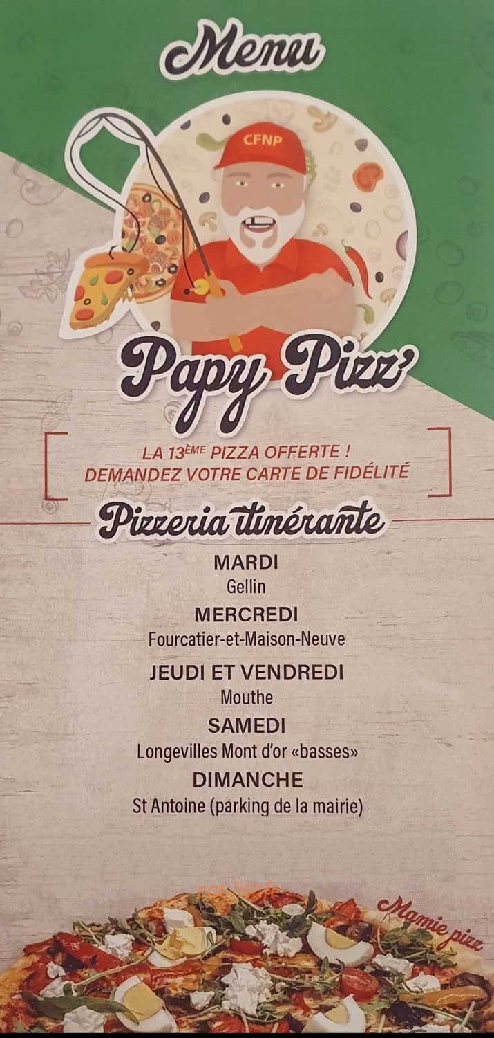 Papy pizz’ — carte page 1