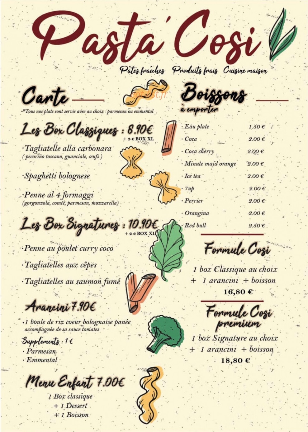 Pasta'Cosi — carte page 1
