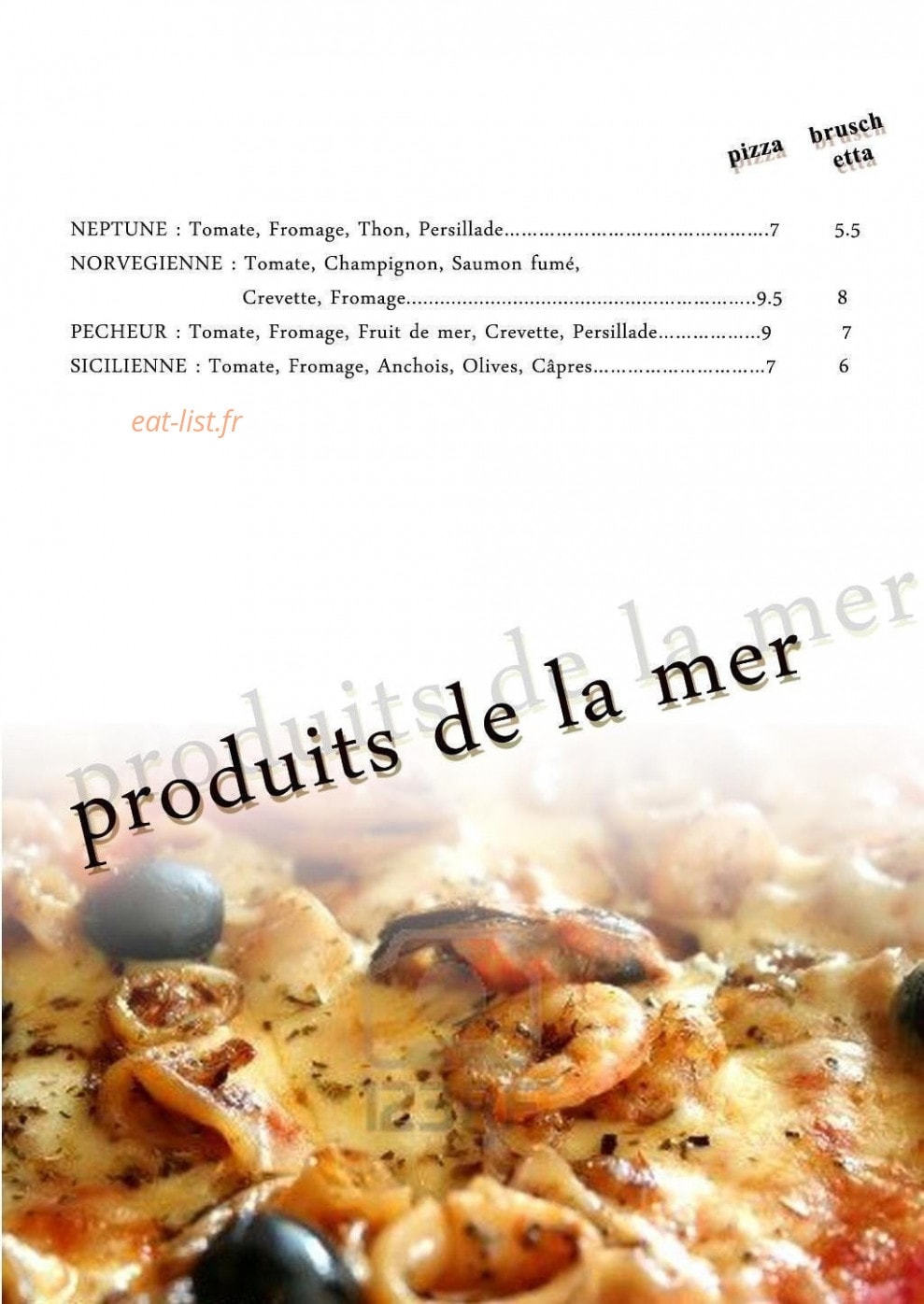 Pasta pizza — carte page 3