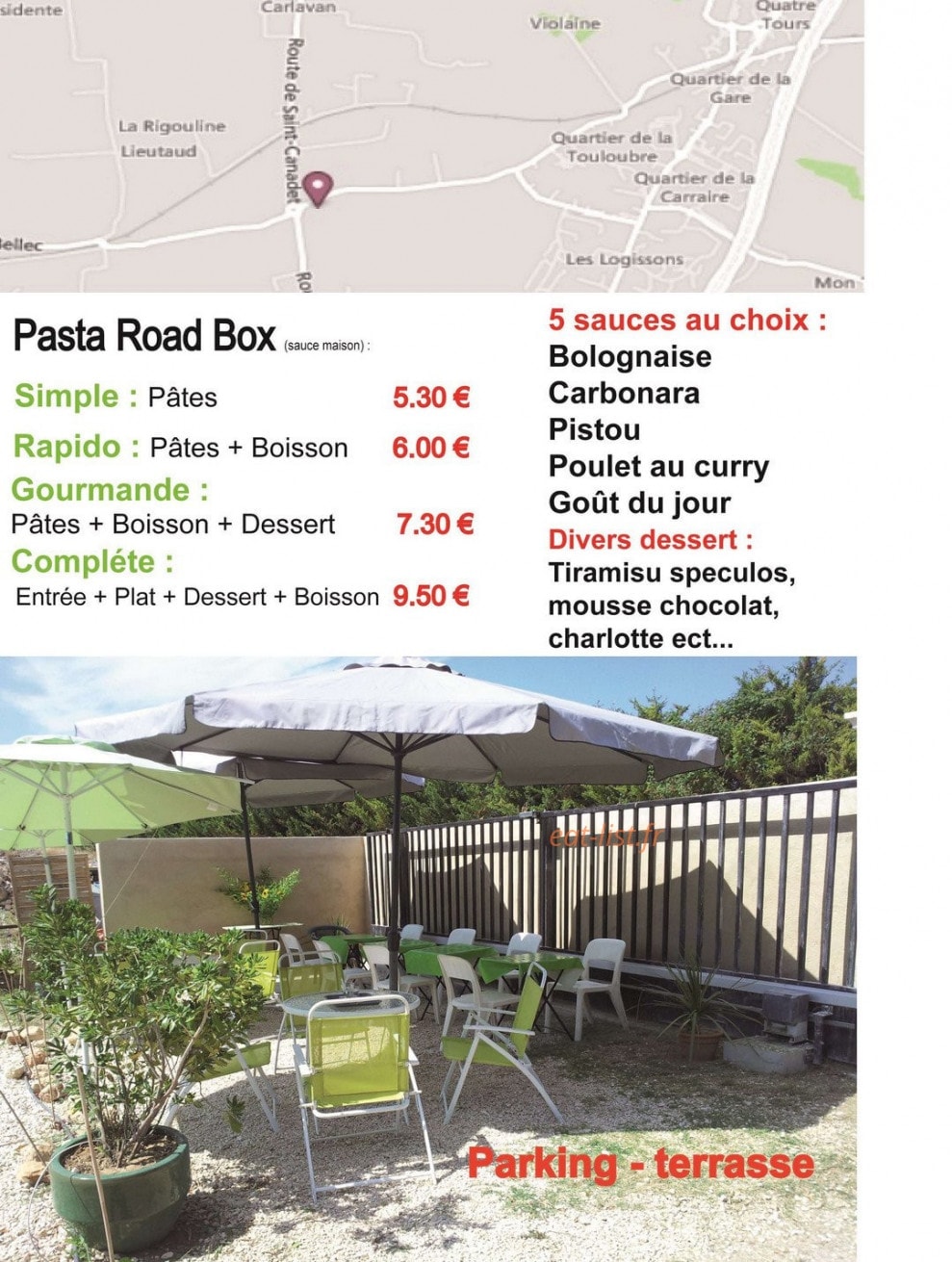 Pasta road — carte page 1