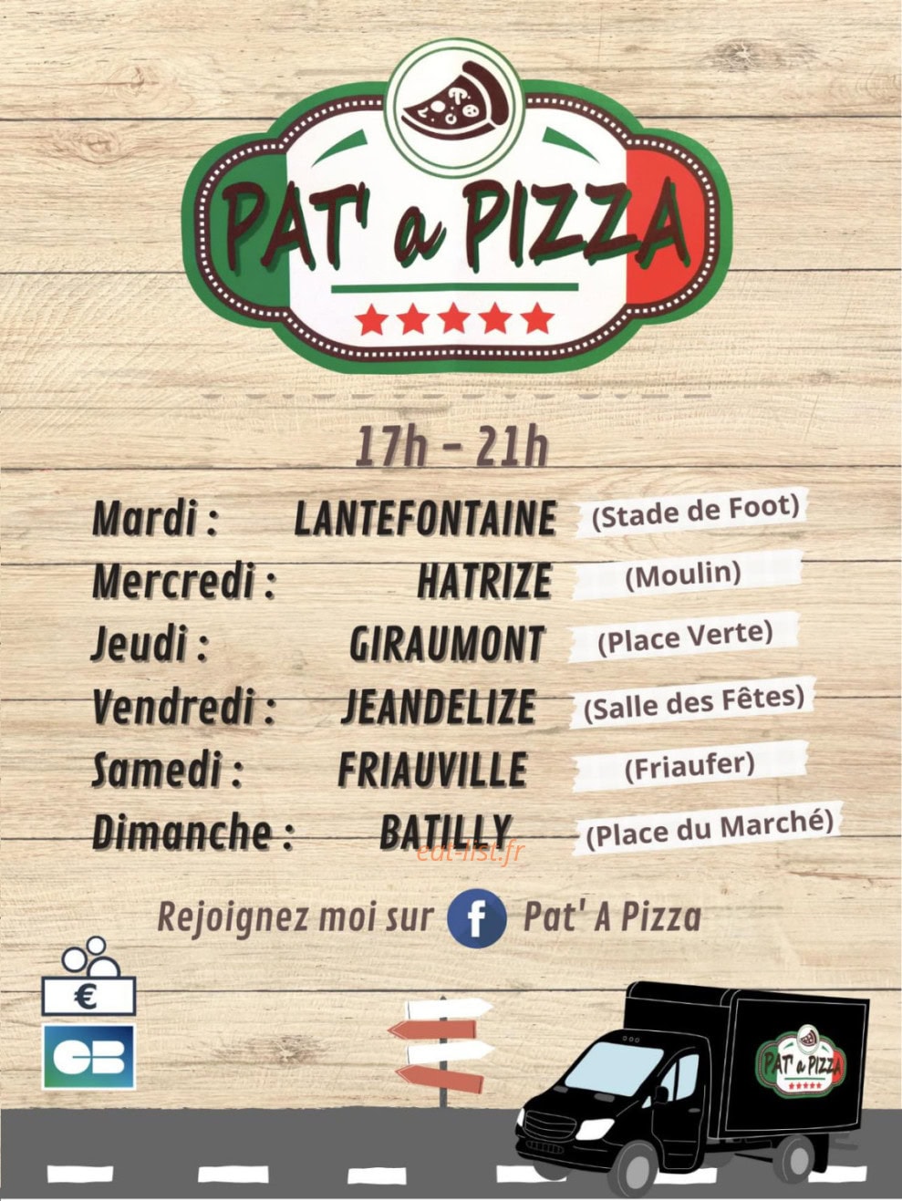 Pat' a Pizza — carte page 1