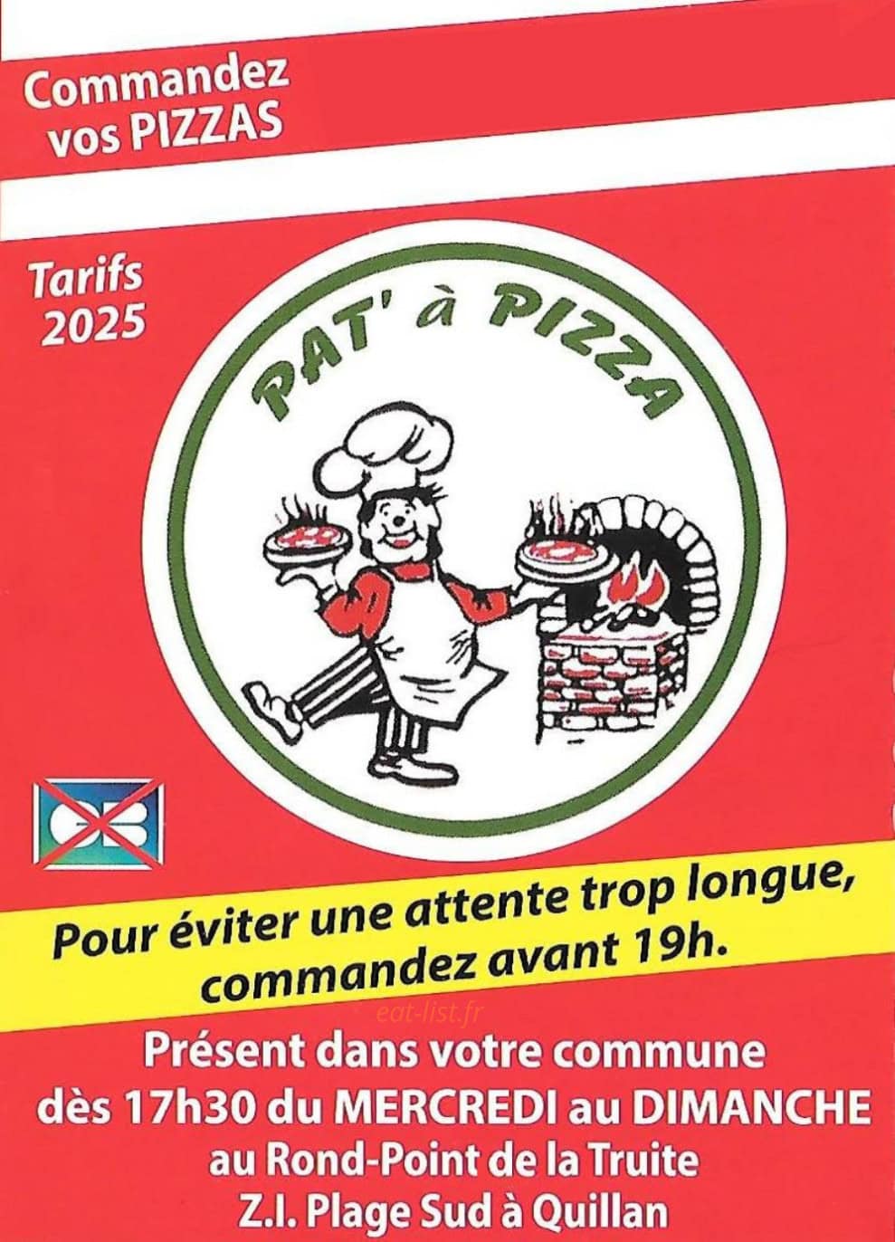 Pat A Pizza — carte page 1