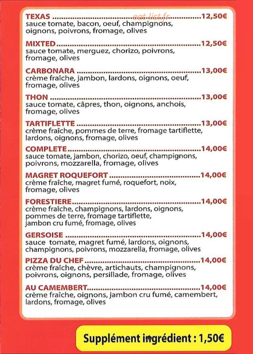 Pat A Pizza — carte page 3