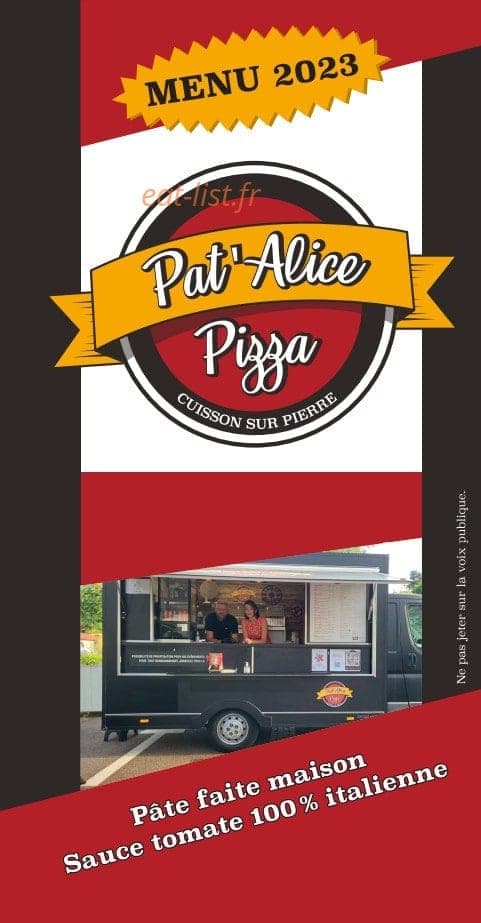 Pat'Alice Pizza — carte page 1