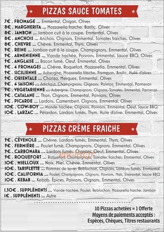 Pat' Pizza — carte page 2