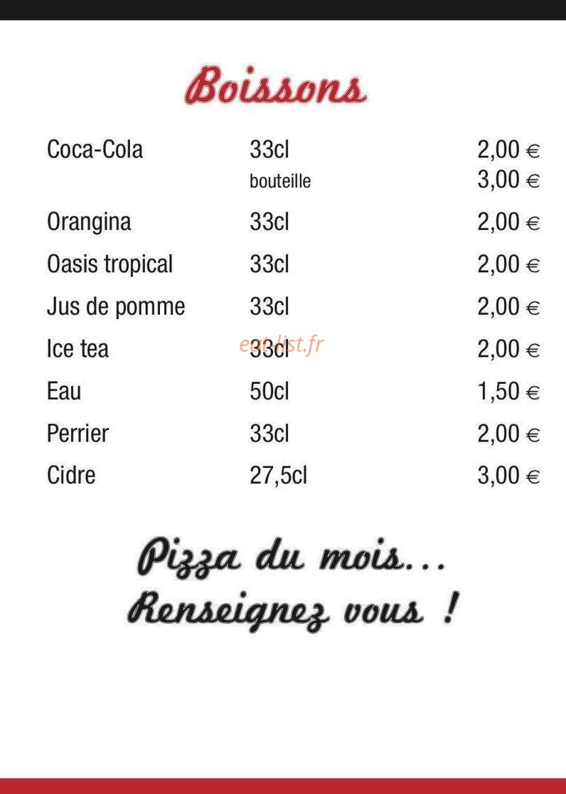 Pat’s Pizza — carte page 3