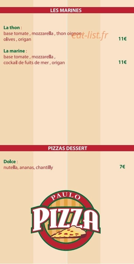 Paulo Pizza — carte page 3