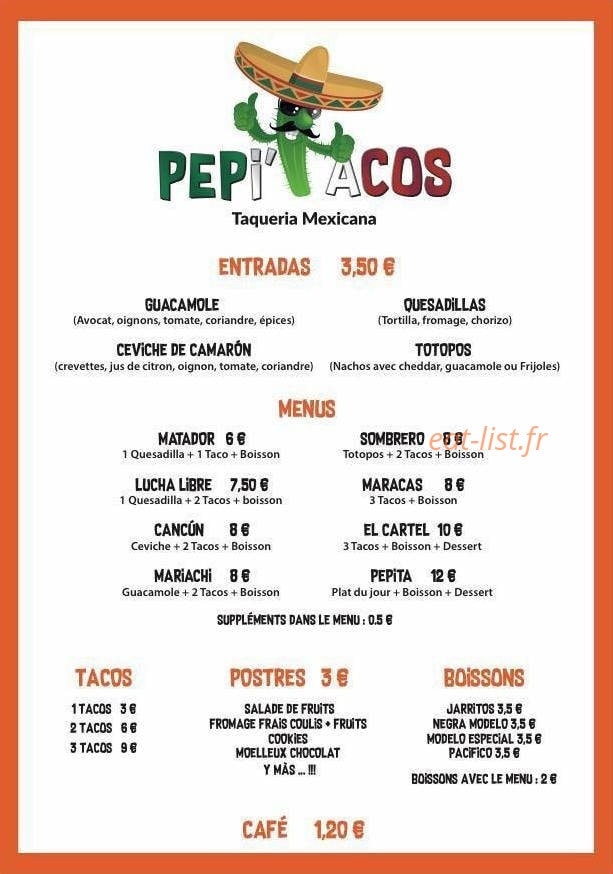 Pepi'Tacos — carte page 1