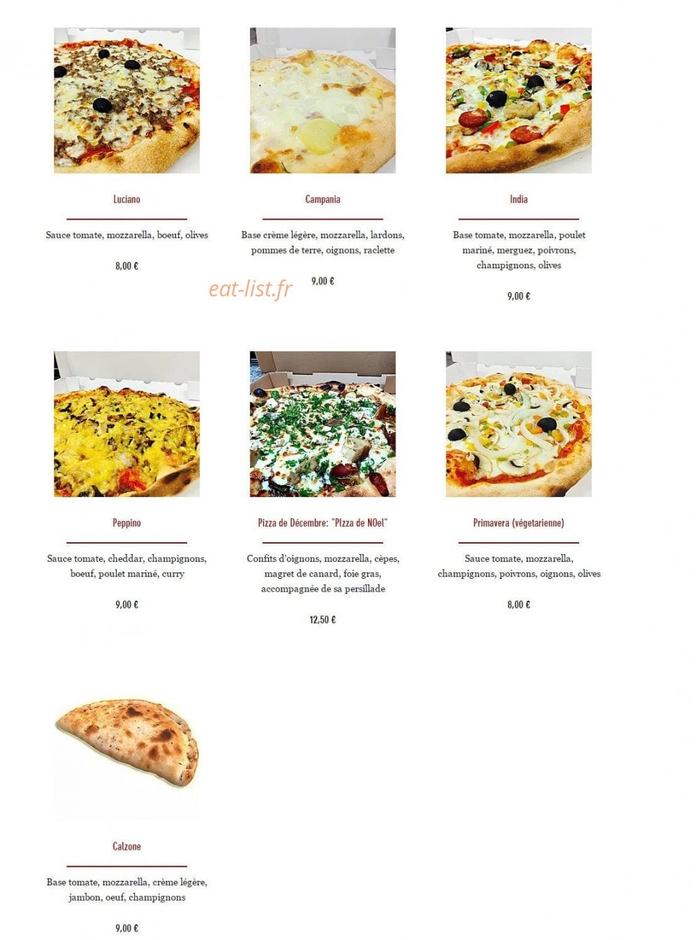 Peppino Pizza — carte page 2