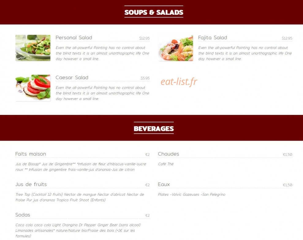 Personal Burger — carte page 3