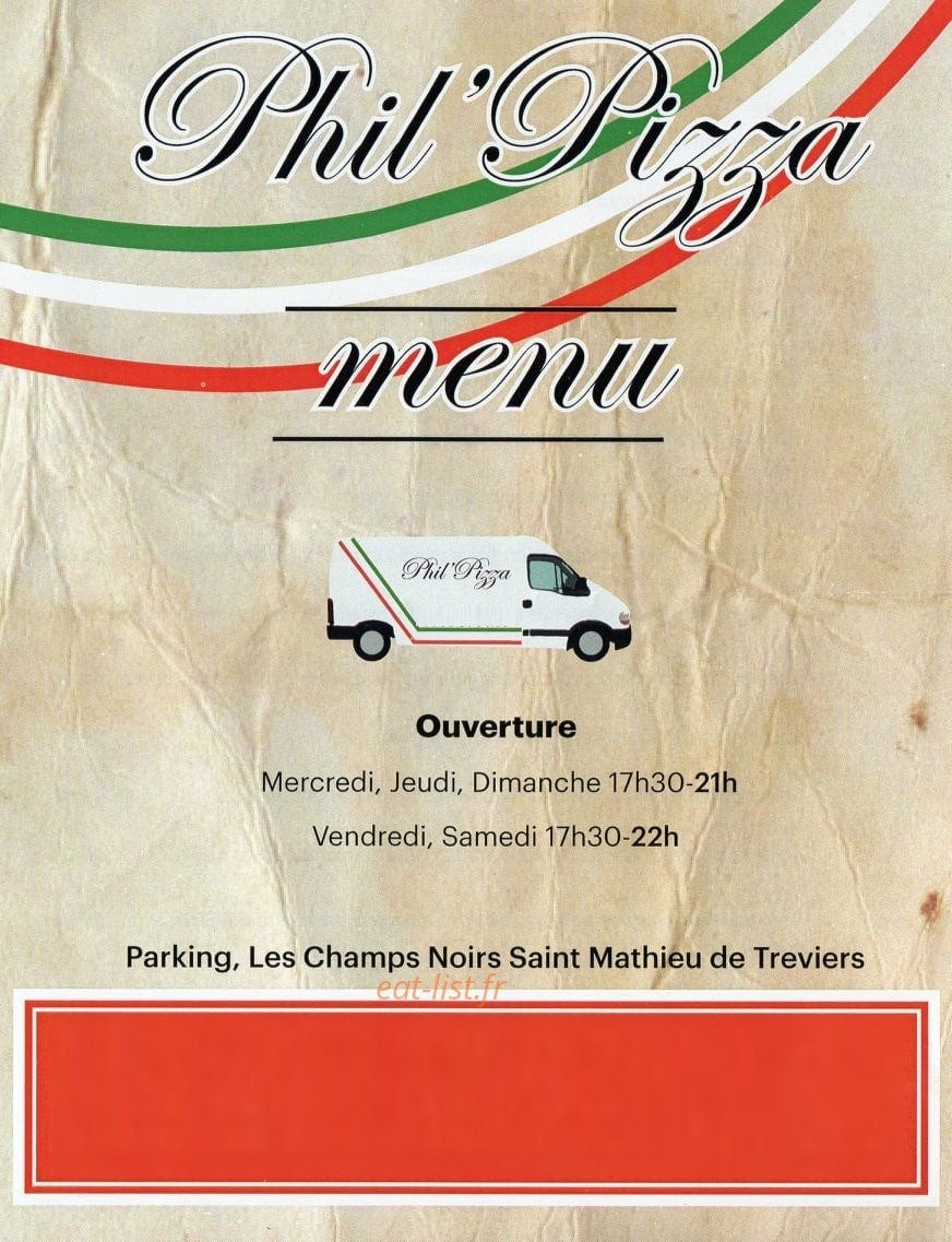 Phil'Pizza — carte page 1