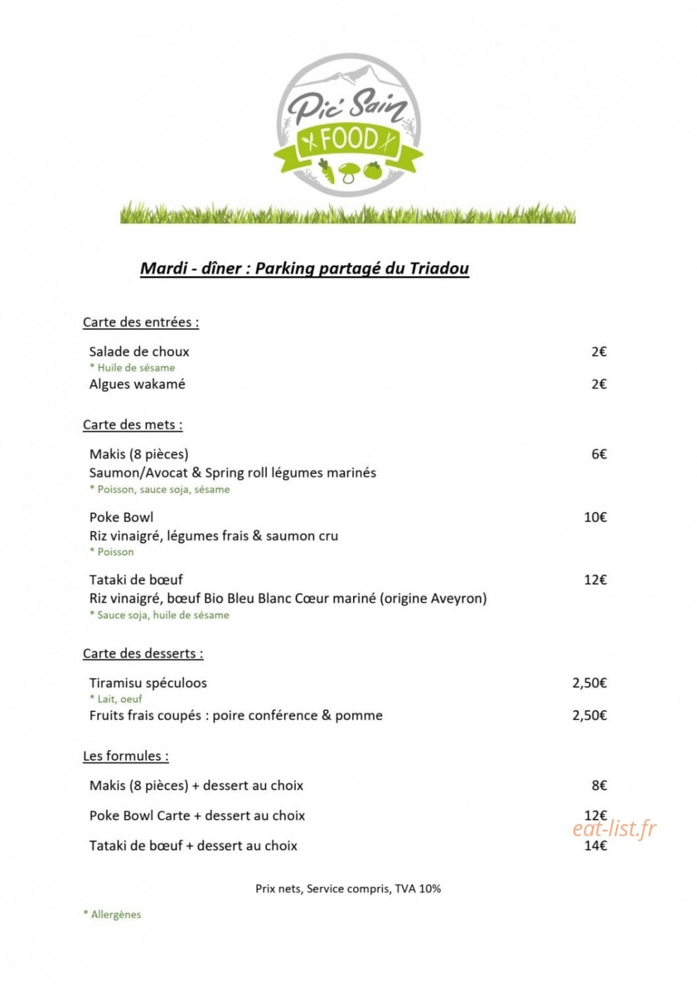 Pic Sain Food — carte page 4