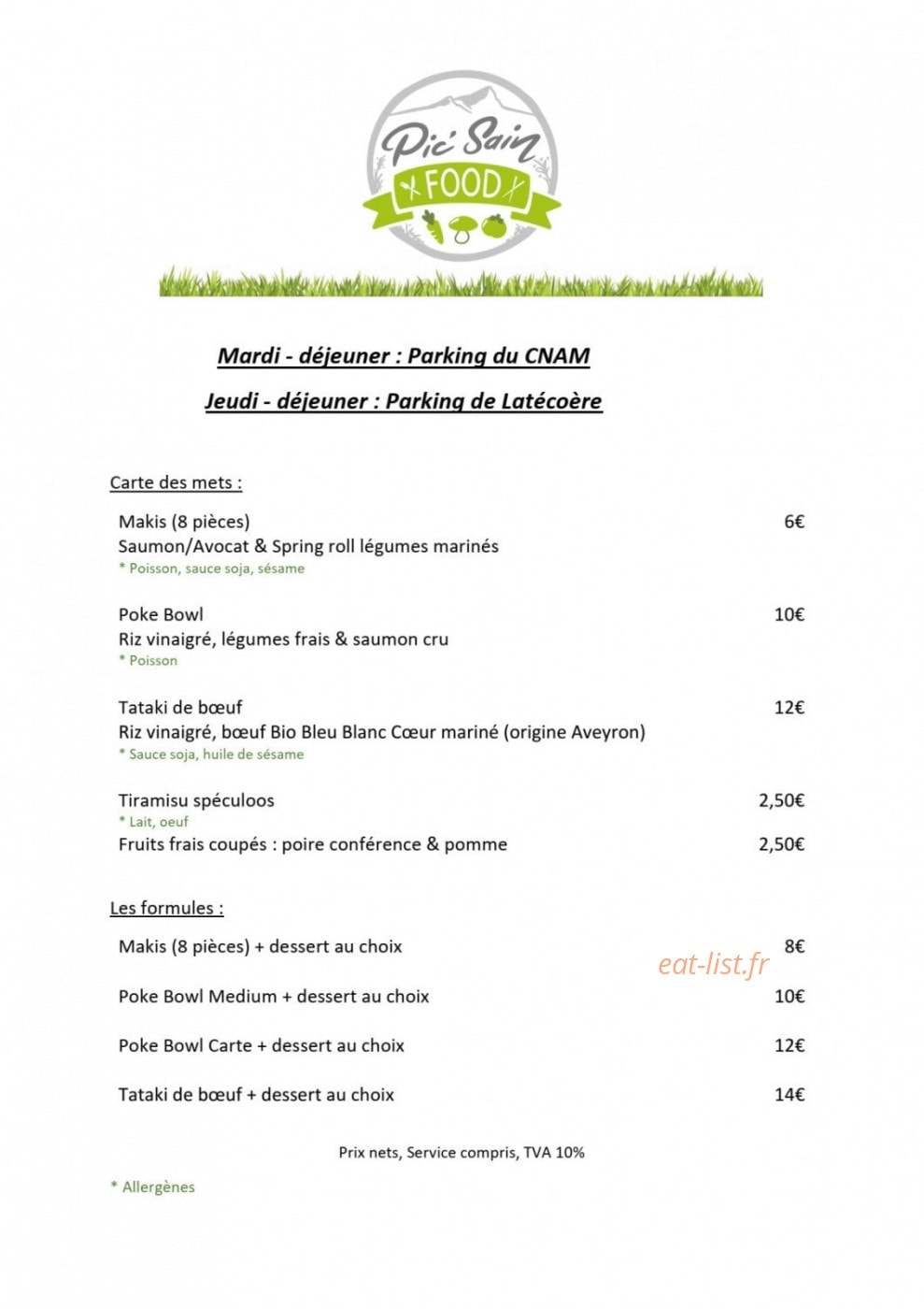 Pic Sain Food — carte page 3