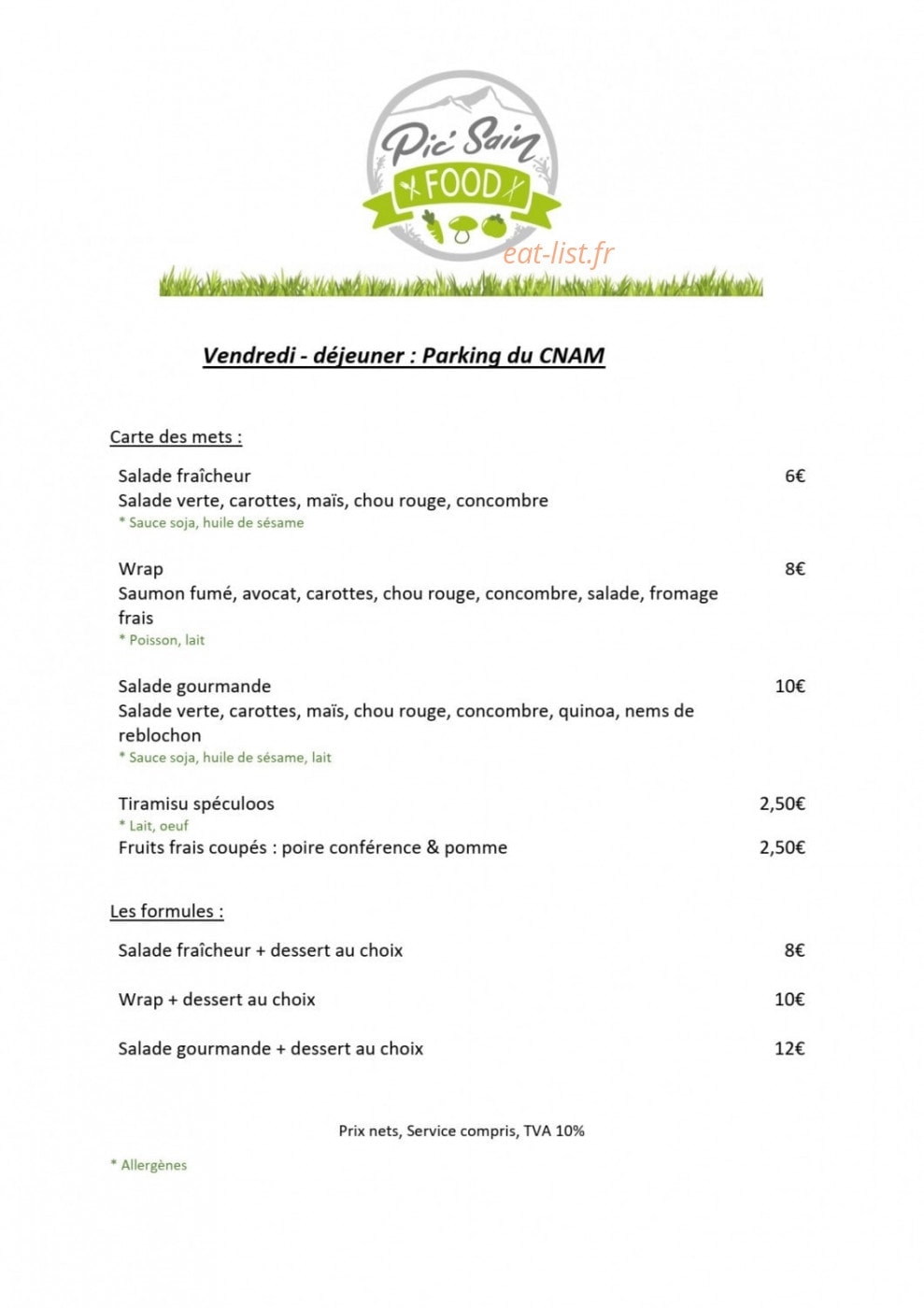 Pic Sain Food — carte page 5