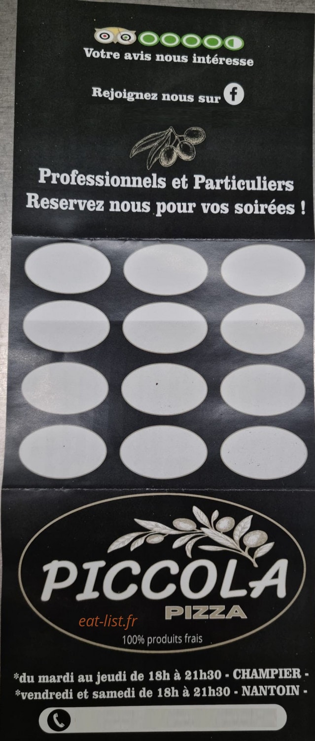 Piccola Pizza — carte page 1