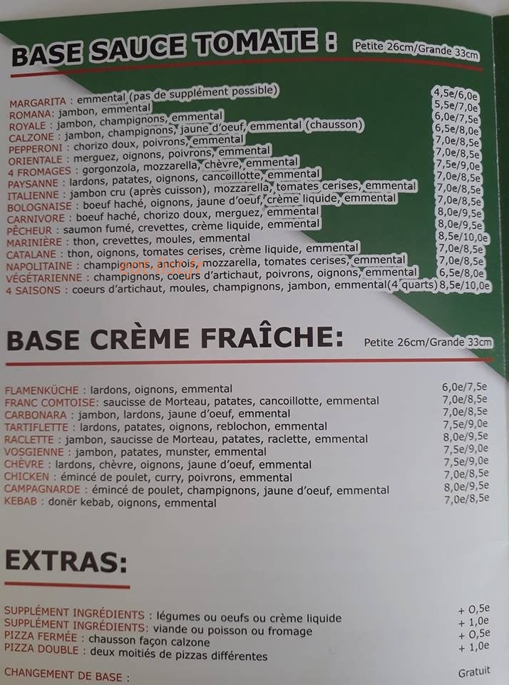 Pizz' a Flo — carte page 1
