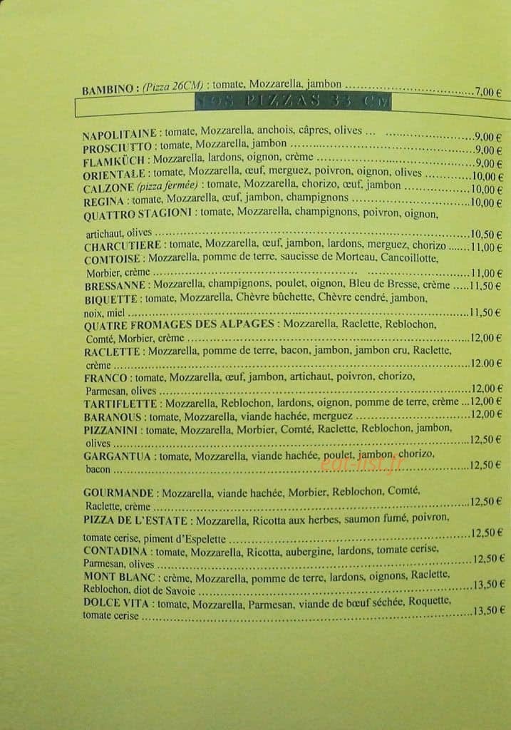 Pizz'a Franco — carte page 1