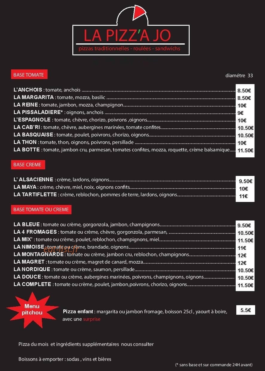Pizz'a jo — carte page 2