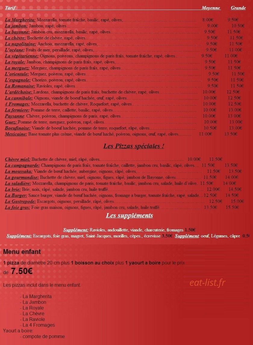 Pizz'a Joker — carte page 1