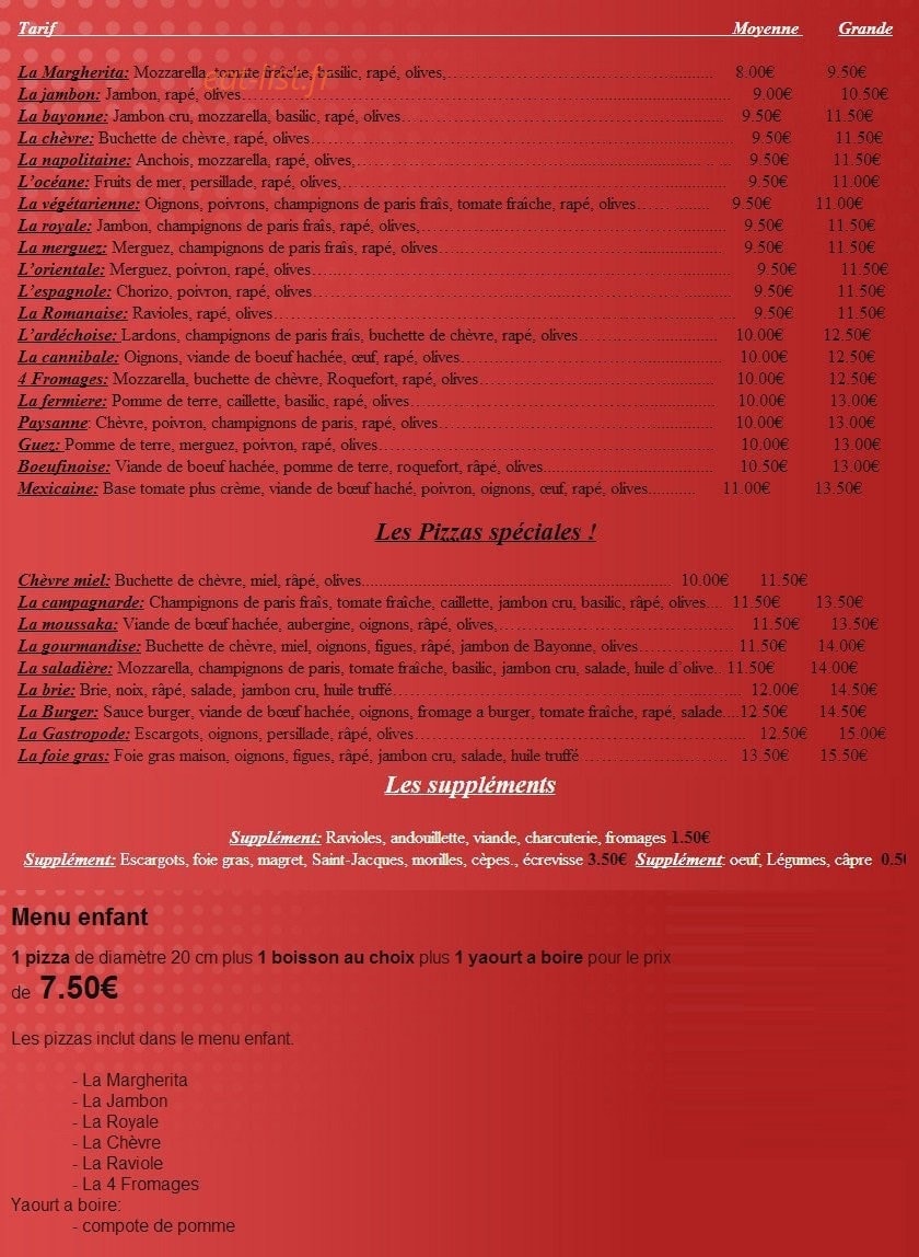 Pizz'a Joker — carte page 1