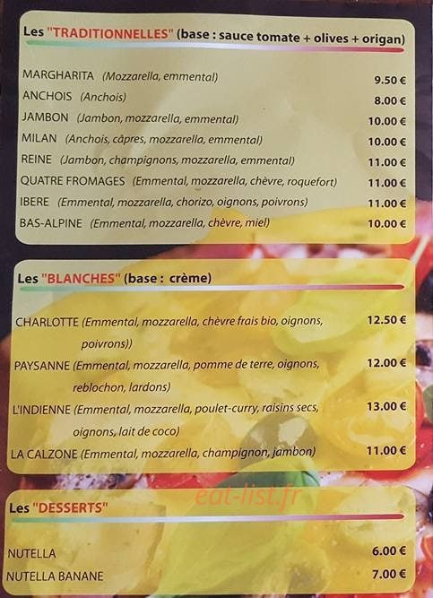 Pizz' à la mano — carte page 2