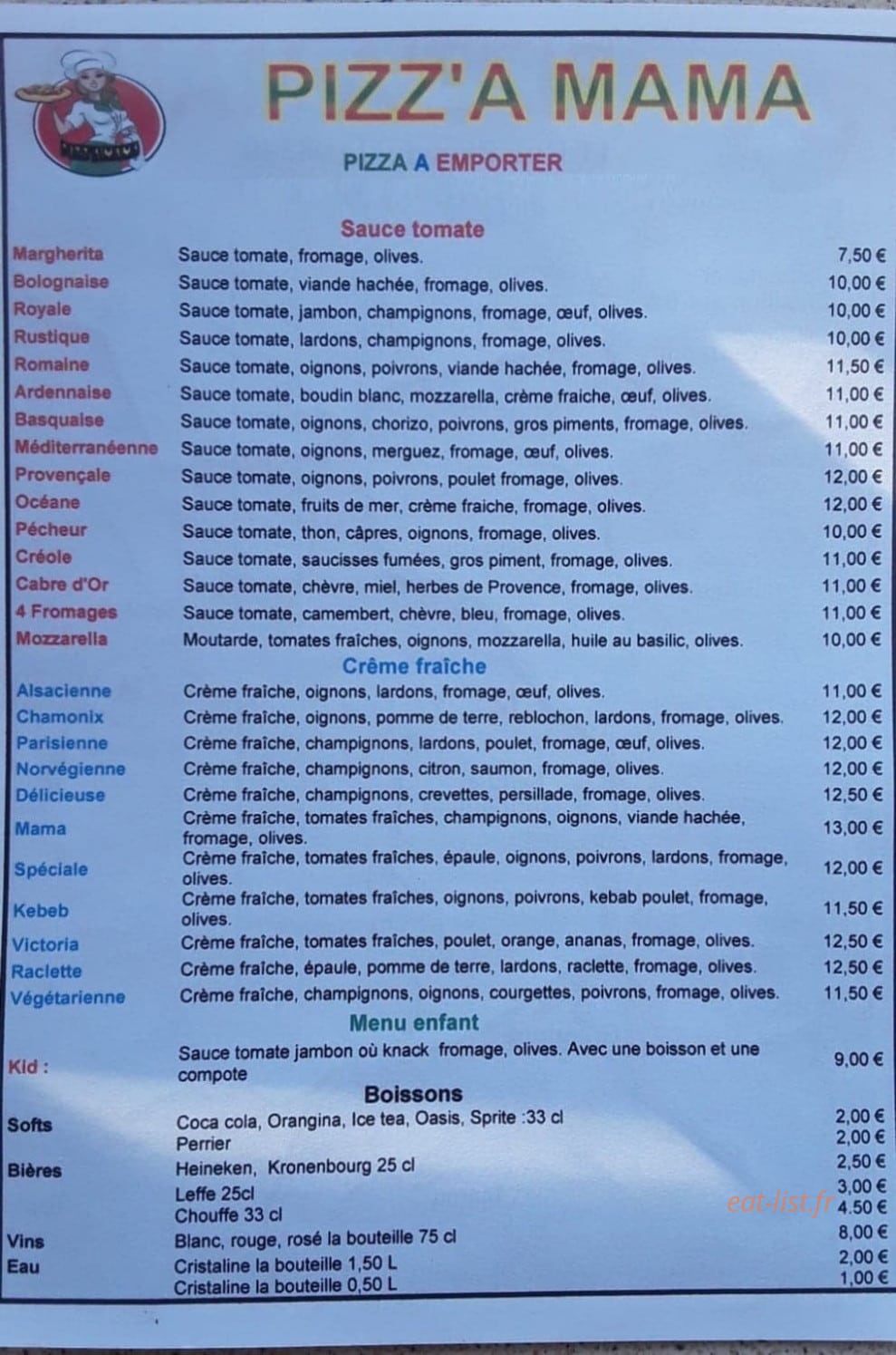 Pizz'A Mama — carte page 1