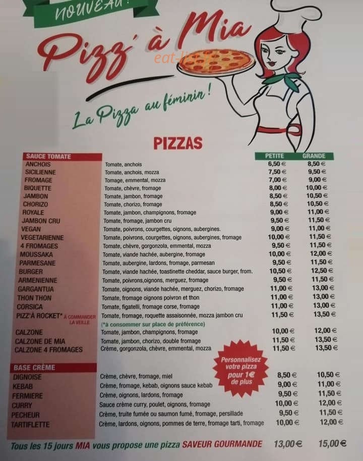 Pizz' à Mia — carte page 1