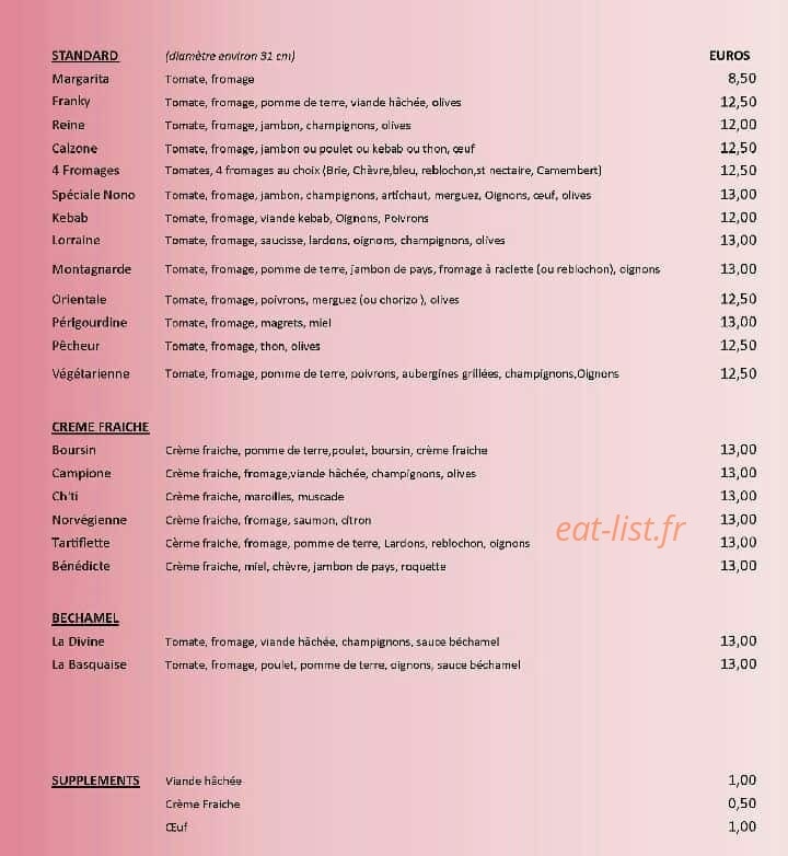 Pizz' A Nono — carte page 1