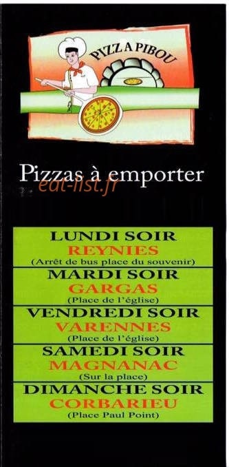 Pizz' à Pibou — carte page 1