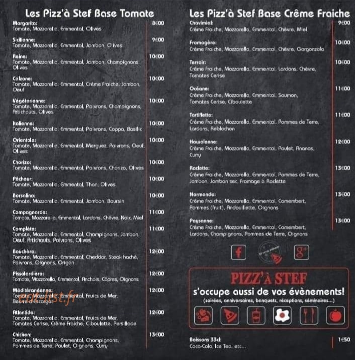 Pizz'à Stef — carte page 1