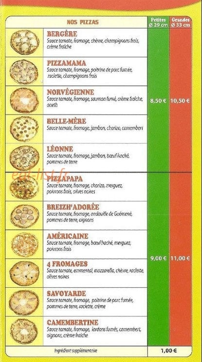 Pizz'Adorée chez Léon — carte page 2